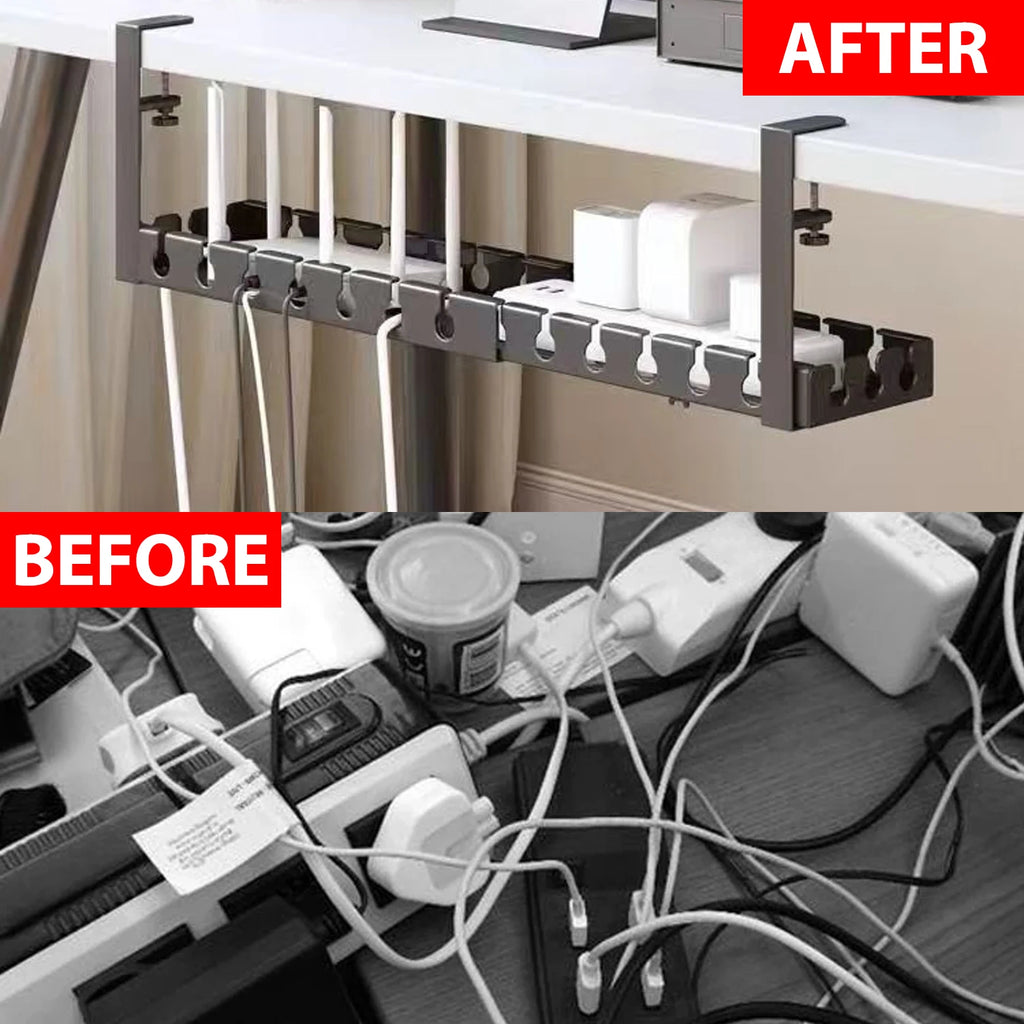 Under Desk Cable Management Metal Extendable Cable Wire Organizer Racks No Punching Strip Cord Holder Home Storage Accessories