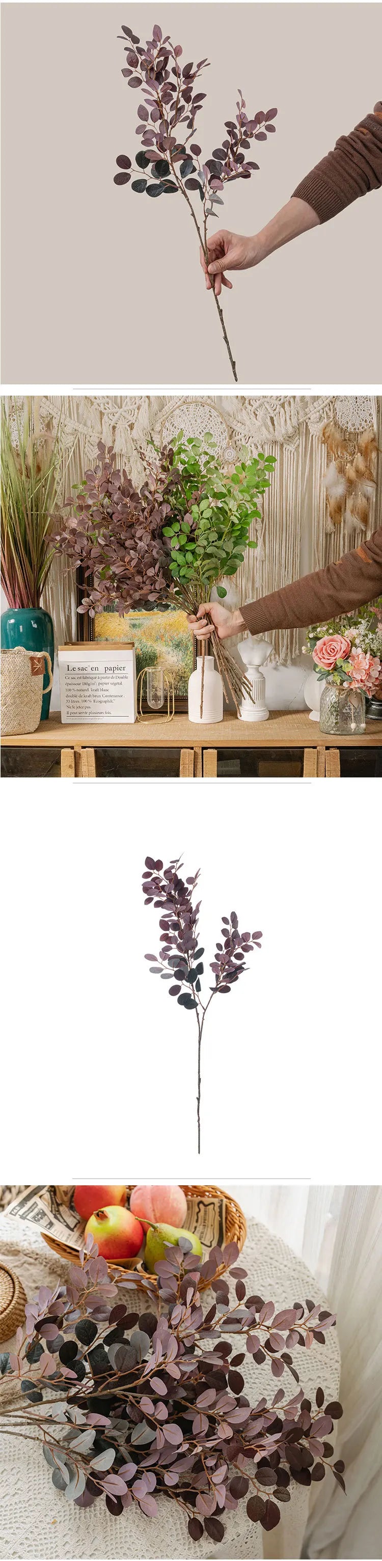 27IN Artificial Red Loropetalum Leaves Faux Flowers Home Decor Wedding Decoration Shop Window Display