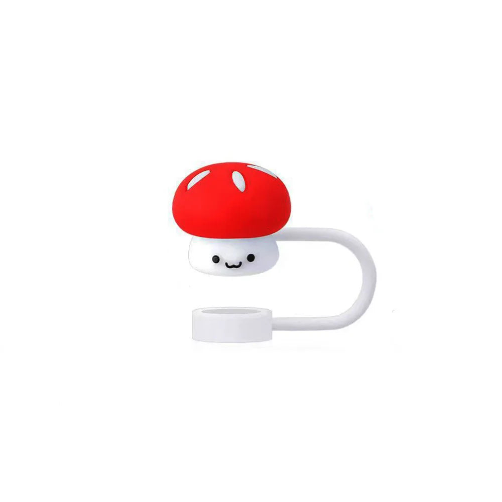 3D Cute mushroom Silicone Straw Covers For Stanley Water Glass Bottle Drinking Dust Cap Straw Tip Cover Cup Accessories For 10mm