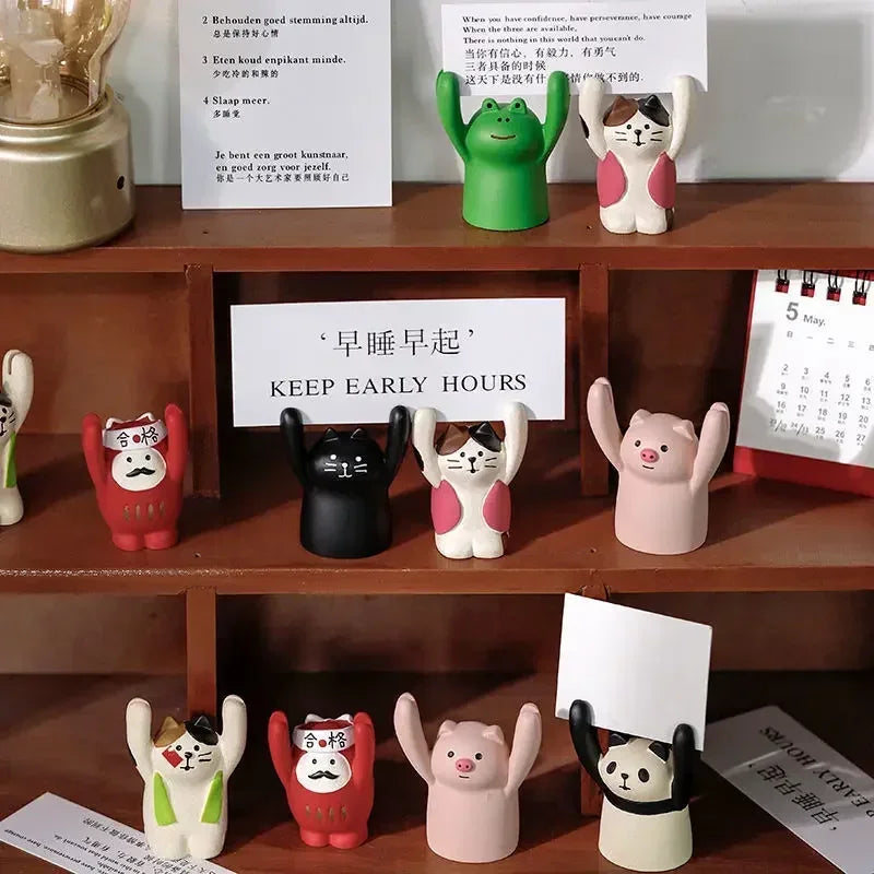 Cute Cartoon Memo Clips Kawaii Card Holder Message Note Photocards Holder Stand Desk Organizer Korean Stationery Office Supplies