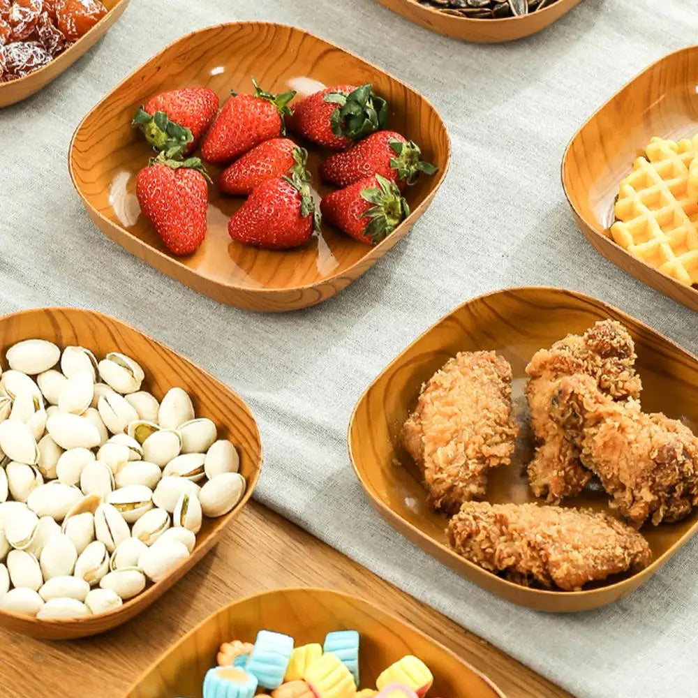 Japanese-style Plastic Dish Multifunctional Simple Imitation Wood Grain Bone