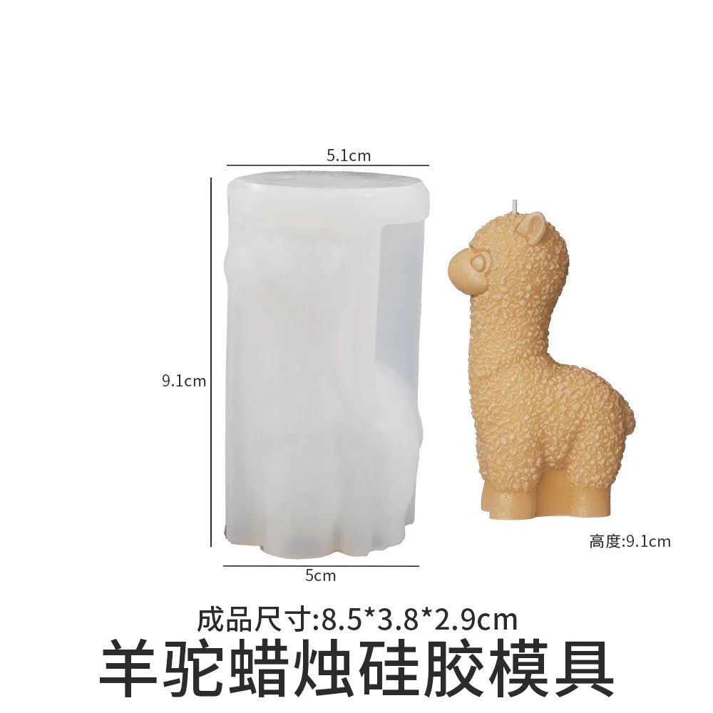 3D Alpacas Silicone Candle Mold DIY Cute Animal Scented Gypsum Soap Craft Gifts Making Resin Plaster Molds Home Decor Supplies