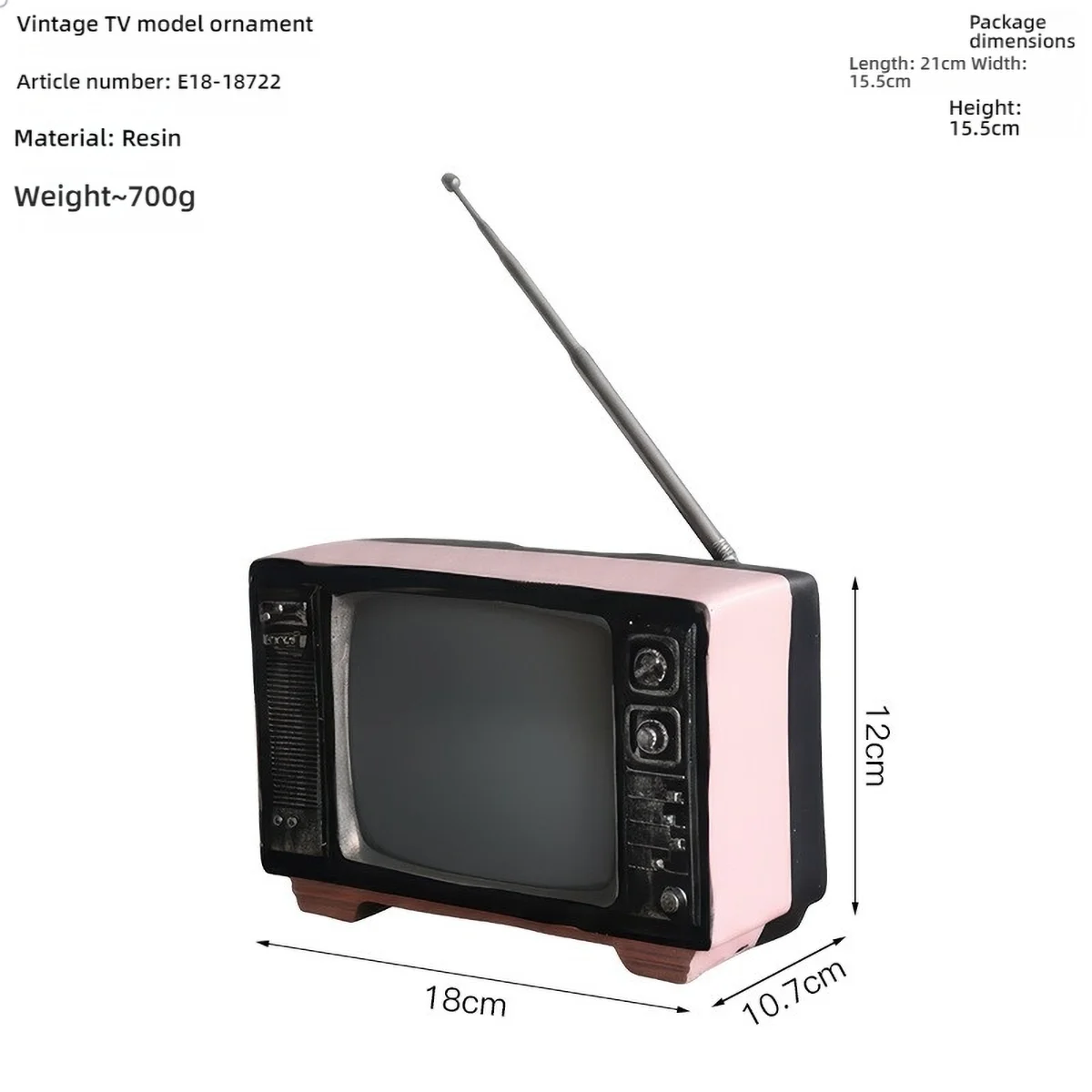 Vintage TV Resin Ornament - Retro Old-Style Design,Multi-Color, Ideal Decor for Desk/Shelf, Nostalgic Home Accent