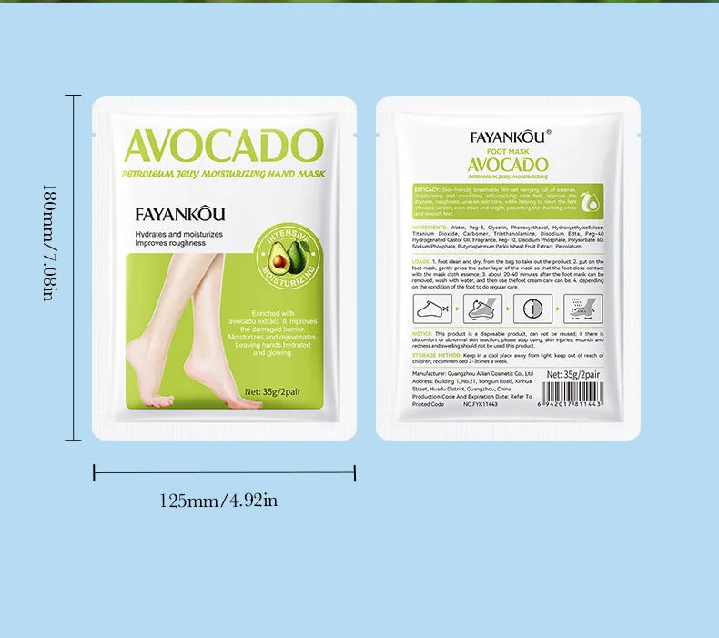 1/3/5 Pairs Avocado Exfoliating Foot Mask Feet Pedicure Remove Dead Skin Moisturizing Foot Exfoliator Feet Masks Skin Care