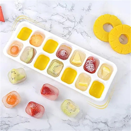 14 Grids Fruit Ice Maker with Removable Ice Cube Trays Reusable Silicone Ice cube Mold  Lids Kitchen Tools Freezer Summer Mould