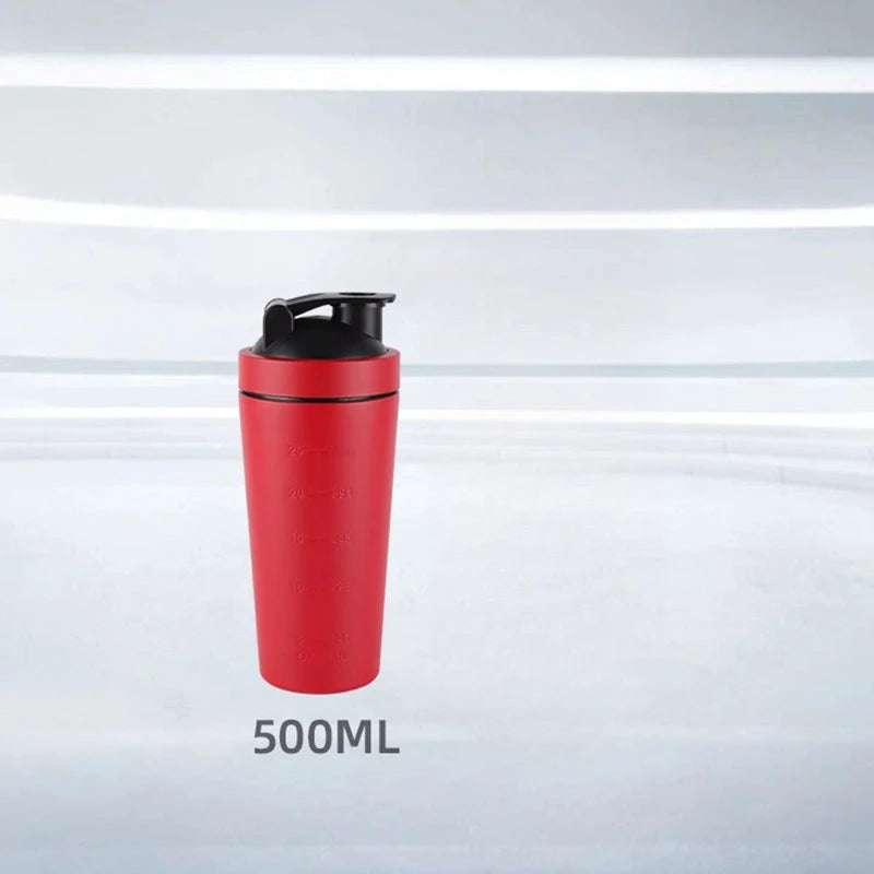 Shaker Bottle 500/750ML Stainless Steel Protein Owder Shaker Cup Clear Scale Mixer Nutrition Blender Mug Sports Gym Whey Drink