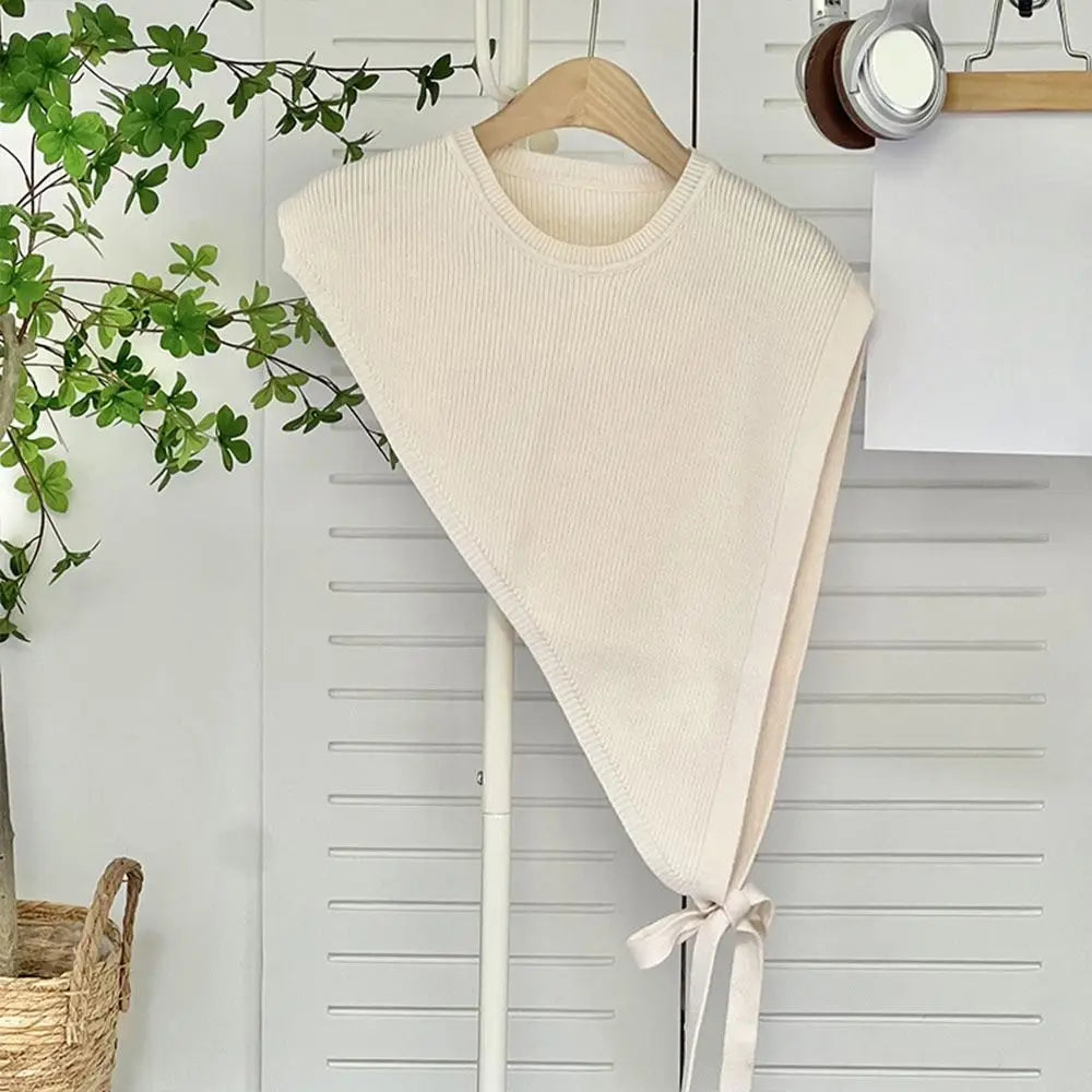 for Blouse Knitted Shawl Vest Solid Color Warm Triangle Beveled Edge Vest Clothing Accessories Polyester