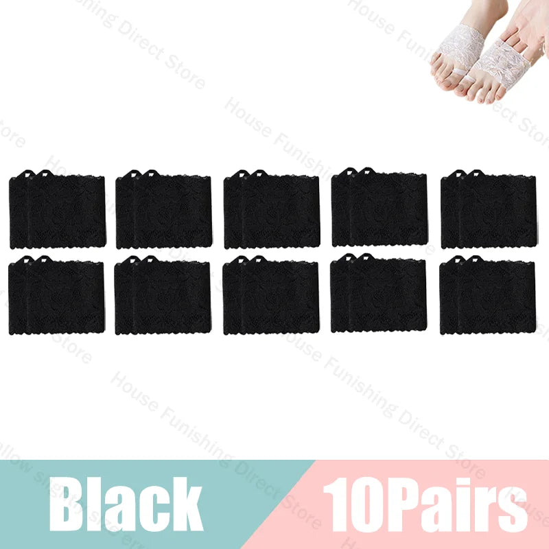 Summer Thin Lace Invisible Socks Split Toe Forefoot Socks for Women High Heel Slippers Shoes Breathable Lace Socks for Halloween