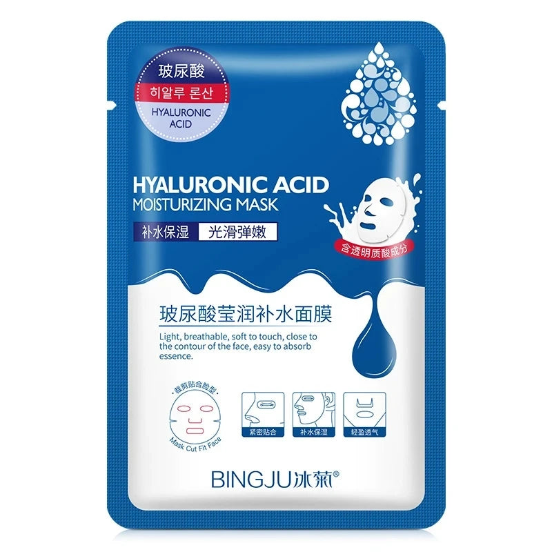 a 10pcs Hyaluronic Acid Hydrating Facial Mask Sheet Masks for Face Hydrating Shrinking Pores Moisturizing Face Masks Skin Care