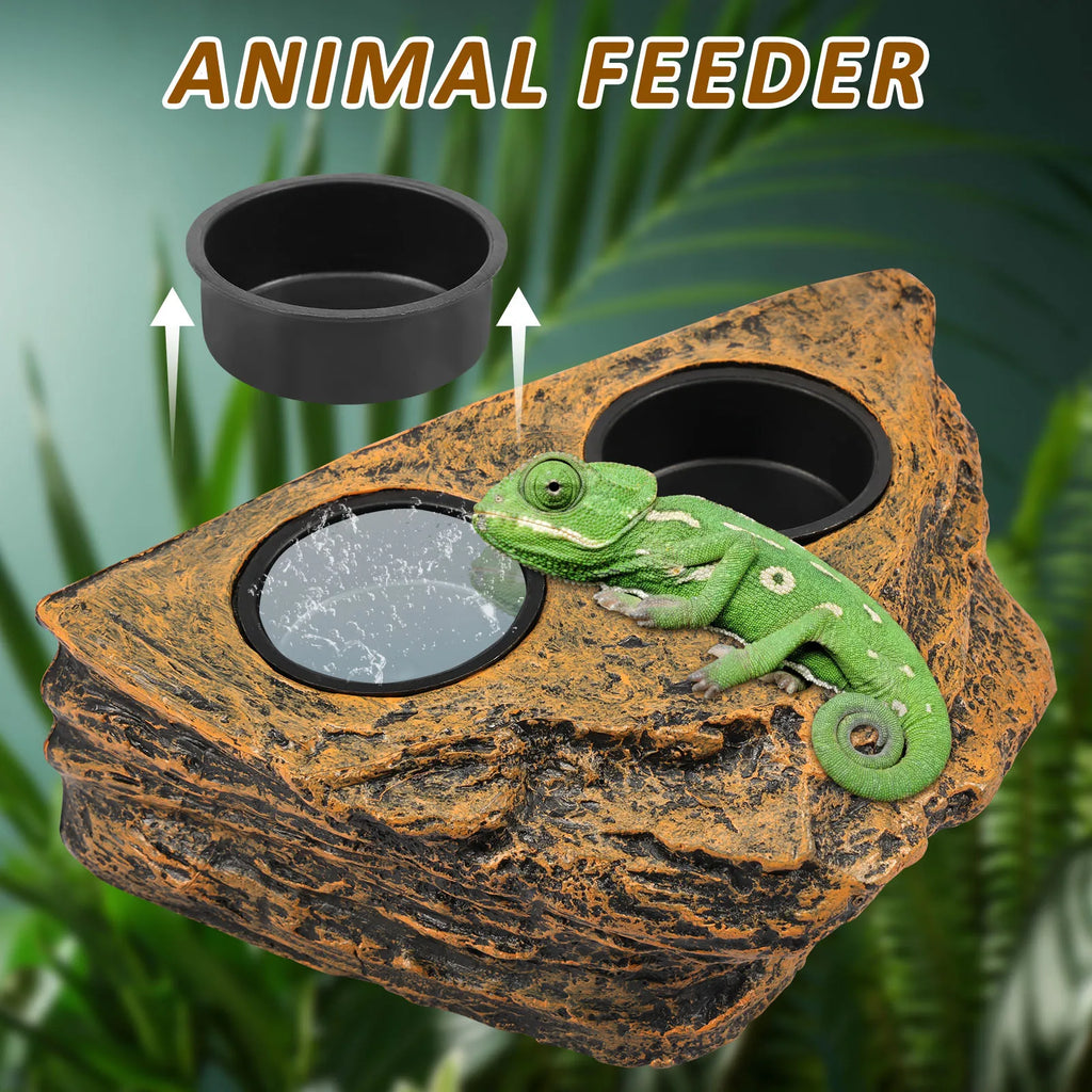 Magnetic Reptile Feeder Ledge Reptile Food Water Dish With 4 Bowl Gecko Lizards Tree Frogs Chameleons Tank Feeder Ledge