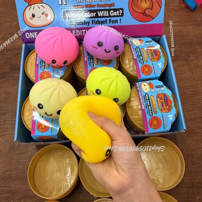 Colorful Dumpling Decompression Squish Balls Reusable Low Rebound Stress Dough Toys for Home Office Decoration Daily Gifts