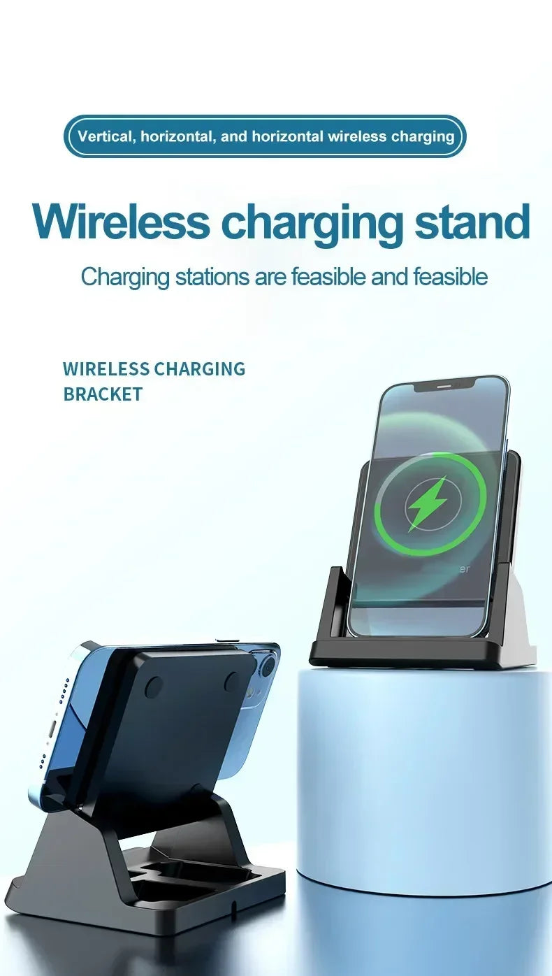 15W Wireless Charger Pad Stand Desktop Ultra-thin Mobile Phone Fast Charging Dock Station For iPhone 15 14 13 12 Samsung Xiaomi