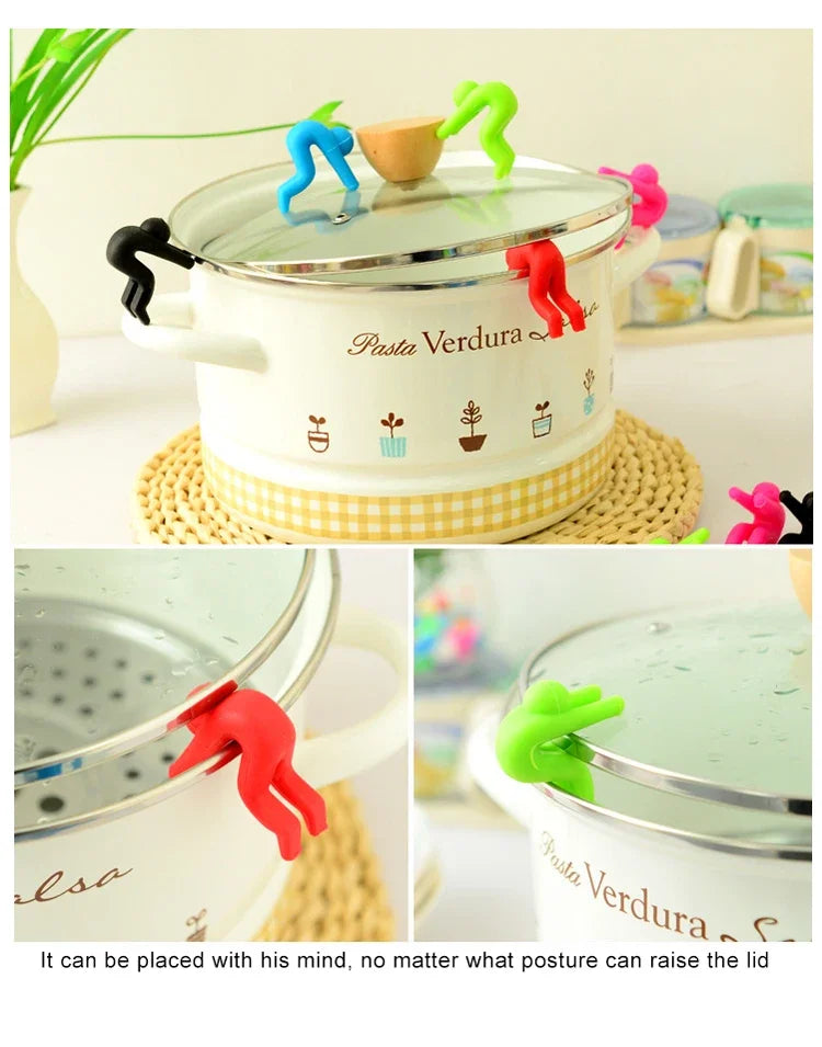 Silicone Support Pan Pot Lid Holder Anti-Overflow Pot Clip Kitchen Tools Stand Mobile Phone Chopstick Spoon Holder Stand Gadgets