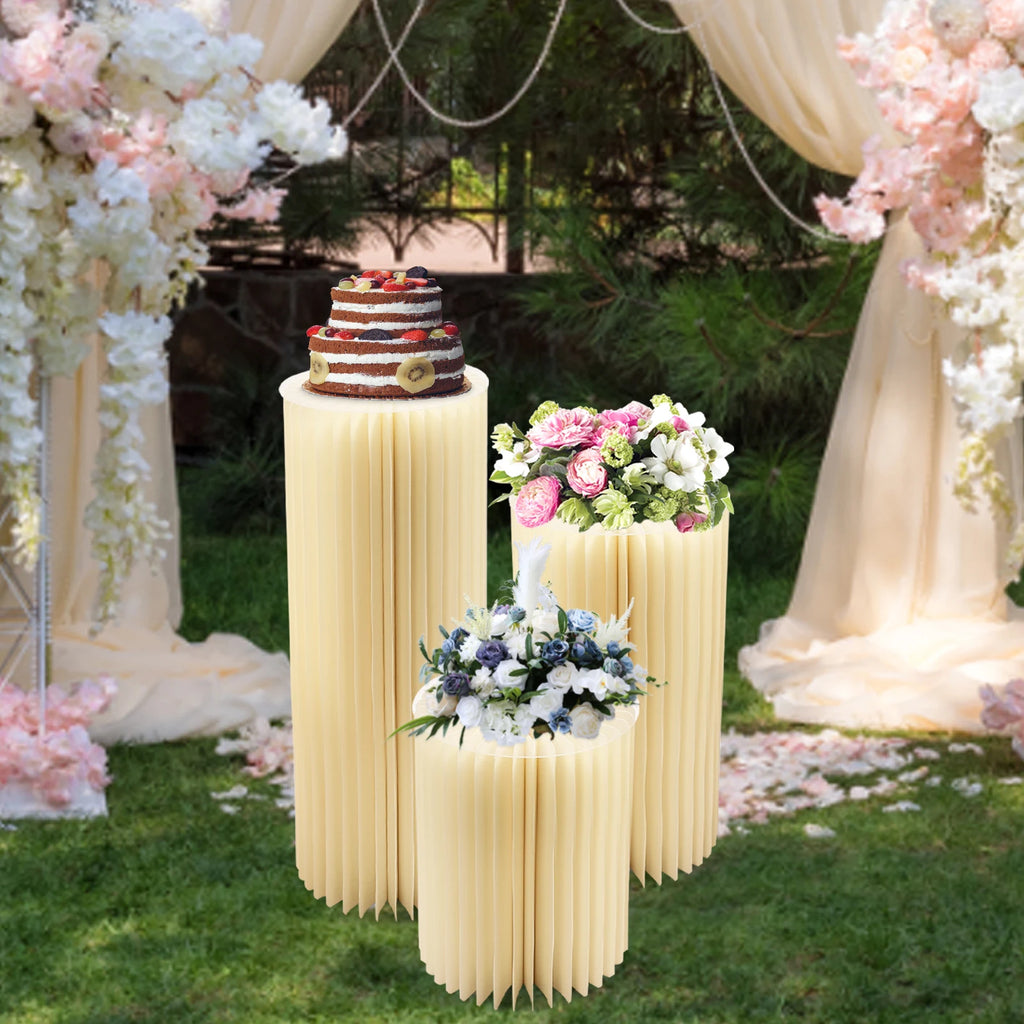 3‑Pack Foldable Honeycomb Paper Cylinder Flower Stands