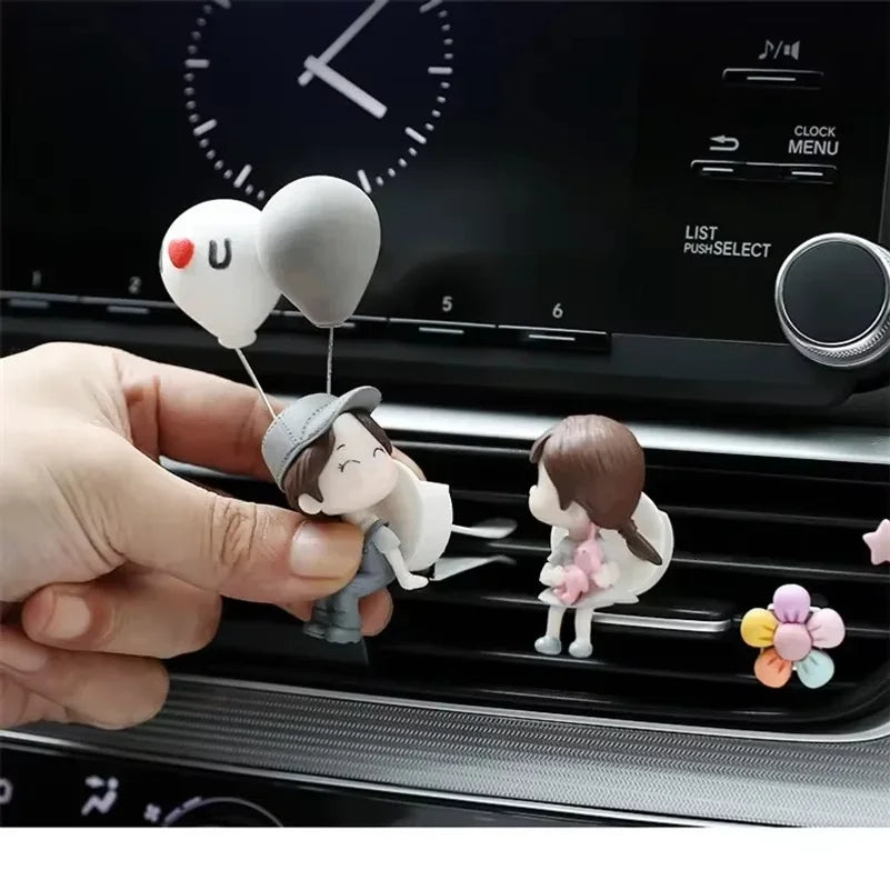 Car Decoration Cute Cartoon Balloon Couples Action Figure Figurines