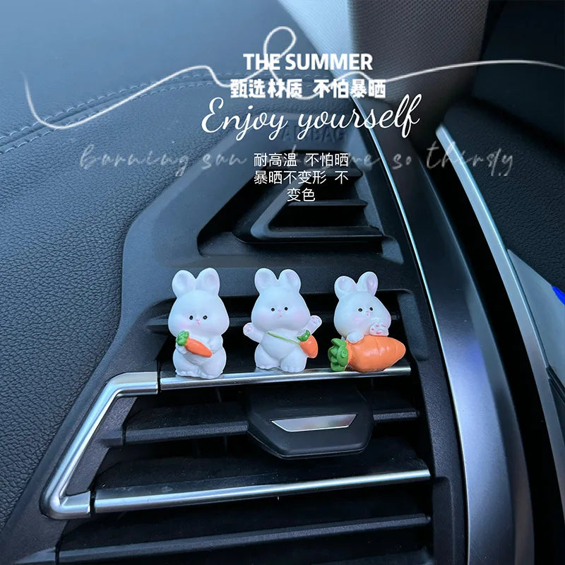 Car Interior Ornaments Mini Duck Bunny Chicks Figurines For Dashboard Rearview Mirror Fairy Garden Home Decor Gift