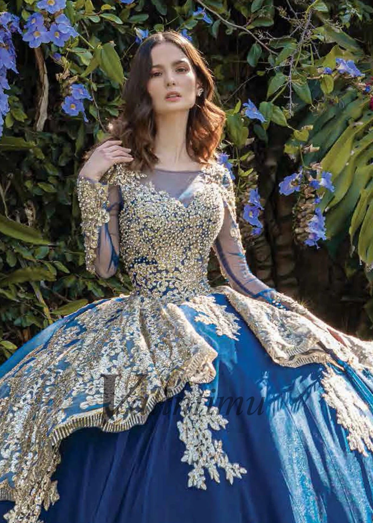 Valintimu Luxurious O-neckline Quinceanera Dresses for Girl Long Sleeves Lace Appliques Corset Vestidos De 15 Anos Customized