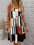 Spring&Summer Women's Geometric Pattern Sleeveless Dress for