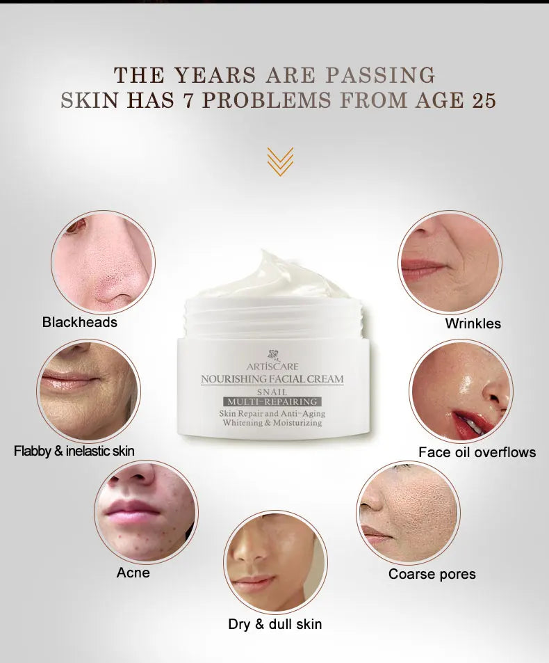 ARTISCARE Snail Repair Face Cream + Peptide Facial Cream 2Pcs for Moisturizing and Nourishing Skin Care