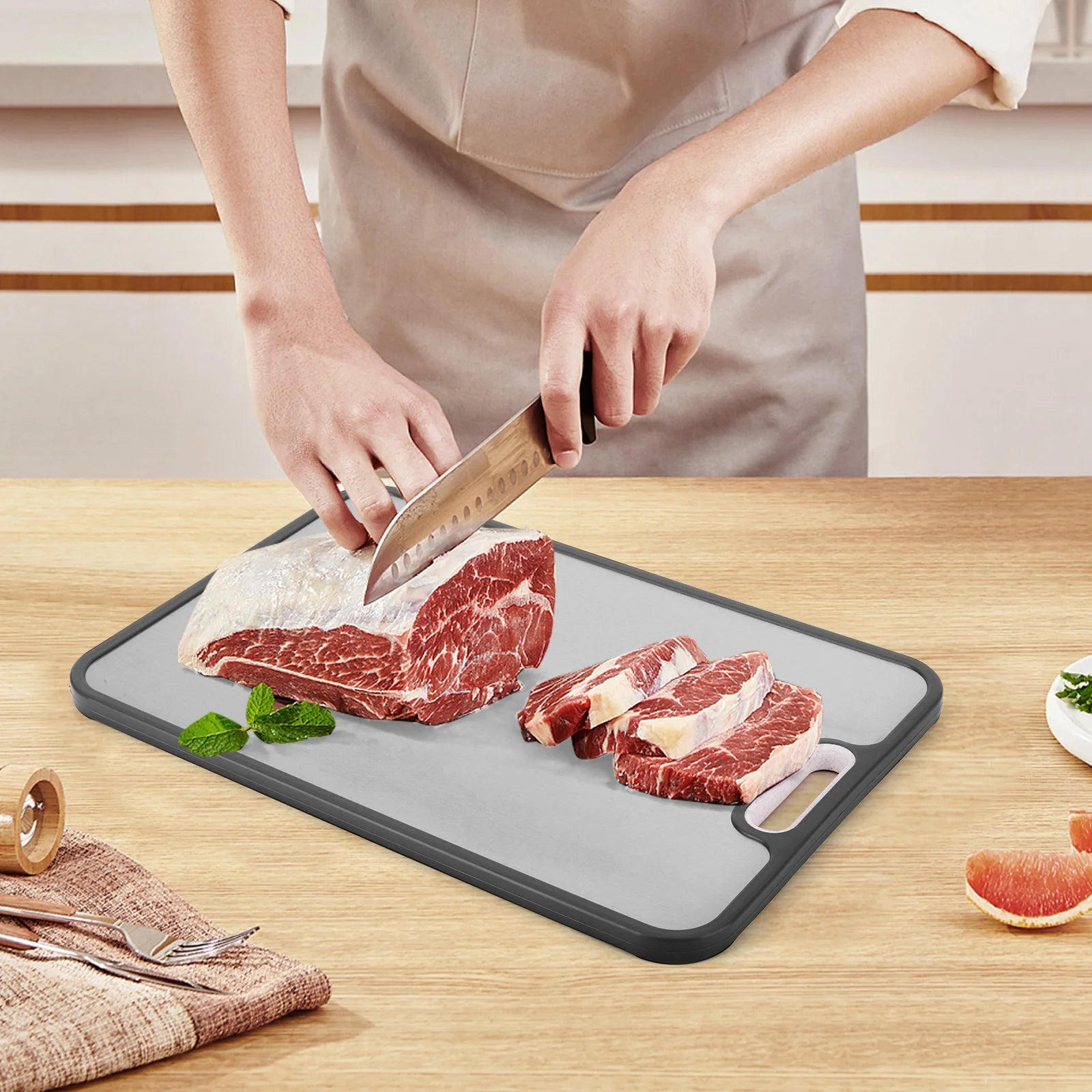 Double Sided Titanium Cutting Board for Kitchen Cutting Board for Double Sided Food Grade Pure Titanium Wheat Straw PP Easy to C