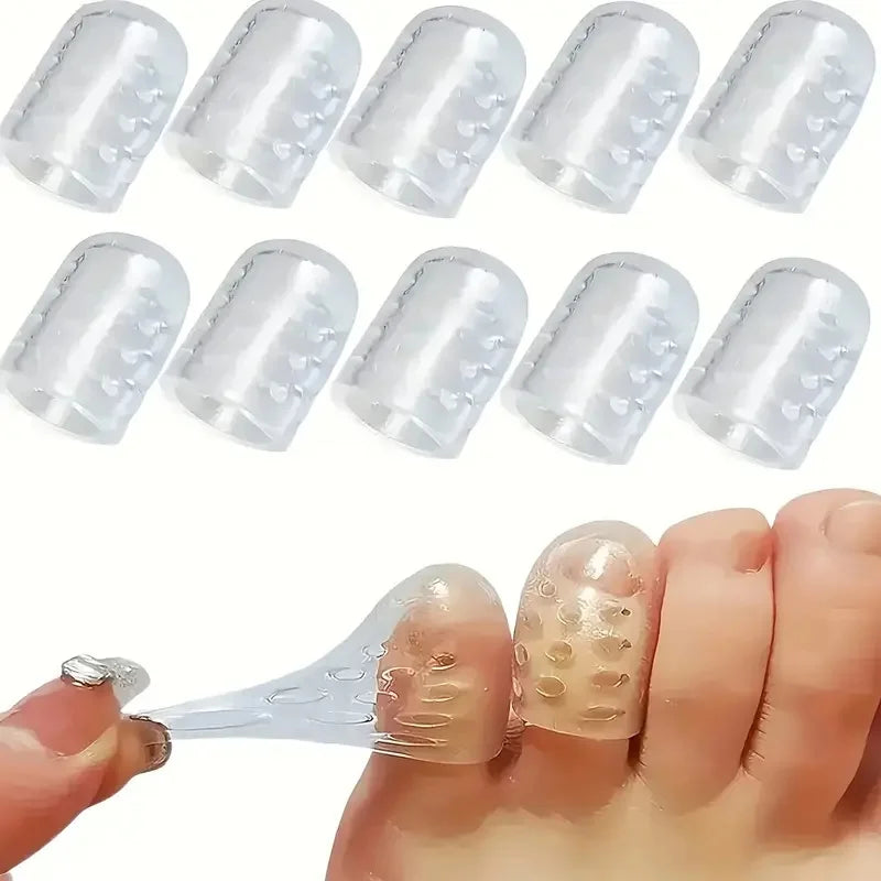 10pcs Gel Toe Protectors, Anti-Friction & Blister Prevention, Food-Grade Gel, for Work Boots & Women's Shoes.