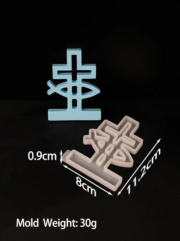 Creative Cross Fish Candle Holder Silicone Mold DIY Handmade Epoxy Resin Plaster Craft Candlestick Casting Molds Gift Home Decor