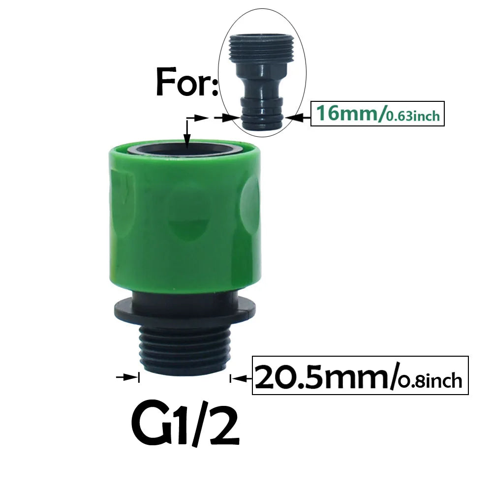 1/2" Male Female Thread Hose Quick Connecter For 16mm Nipple Garden Hose Water Fittings Watering Gun Adapter