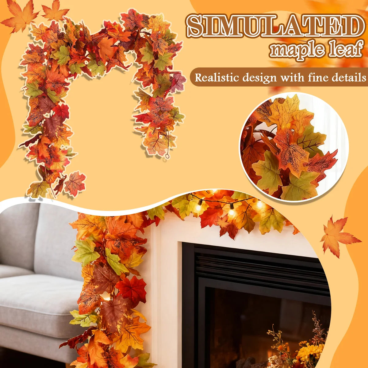  ﻿ Artificial Maple Leaf Vine Wreath Wall Hanging