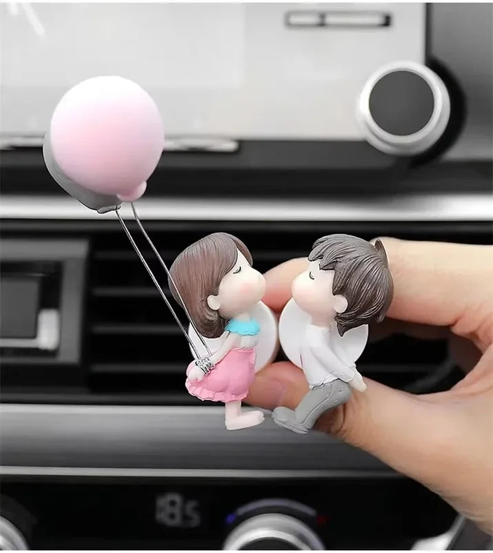 Car Decoration Cute Cartoon Balloon Couples Action Figure Figurines