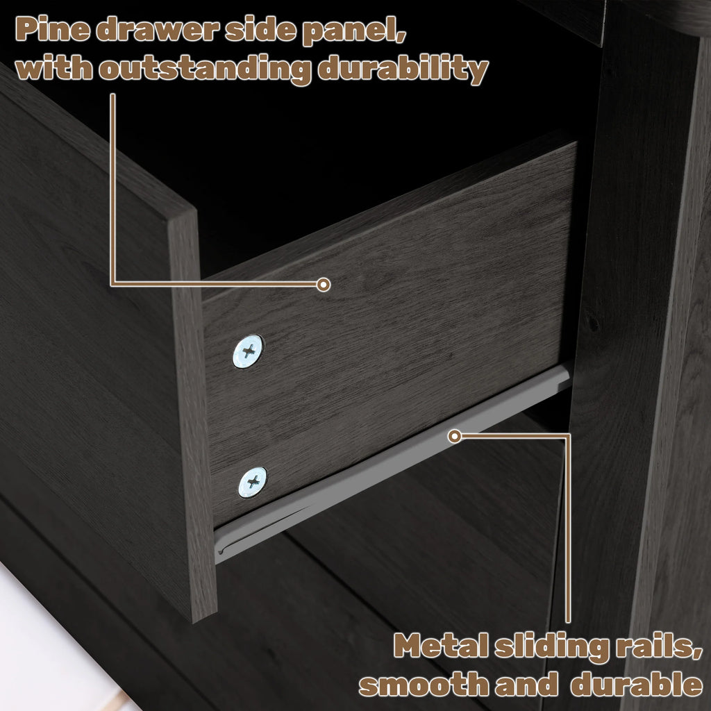 JHK 59IN Wood 6 Dresser Drawers Cabinet for Living