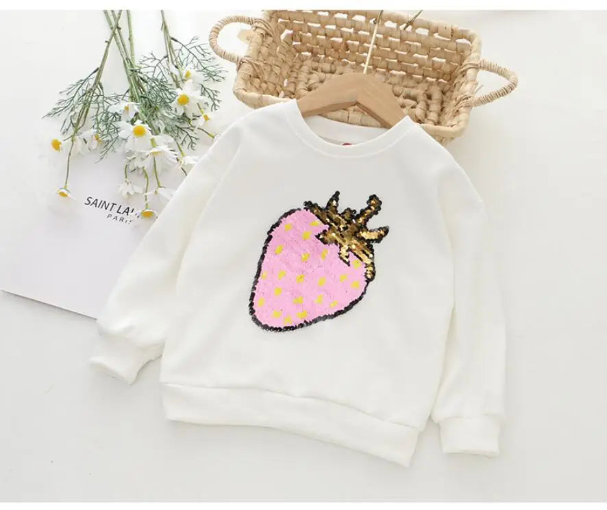 Cute Cat Baby Girls Hoody Sweatshirt Toddler Kids Cotton Sequins Cartoon Sweater Children Spring Autumn Clothes Tops