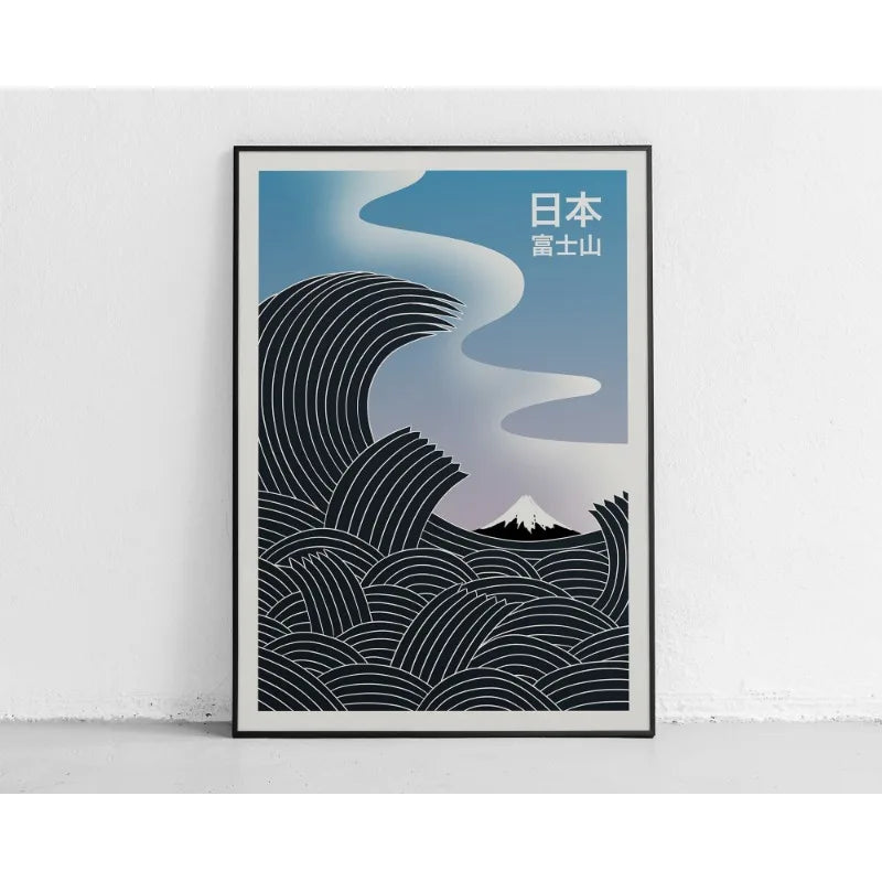 Japanese Contemporary Tokyo Art Canvas Poster Sunrise Wave Mount Fuji Monster Wall Art Prints for Modern Living Room Home Decor