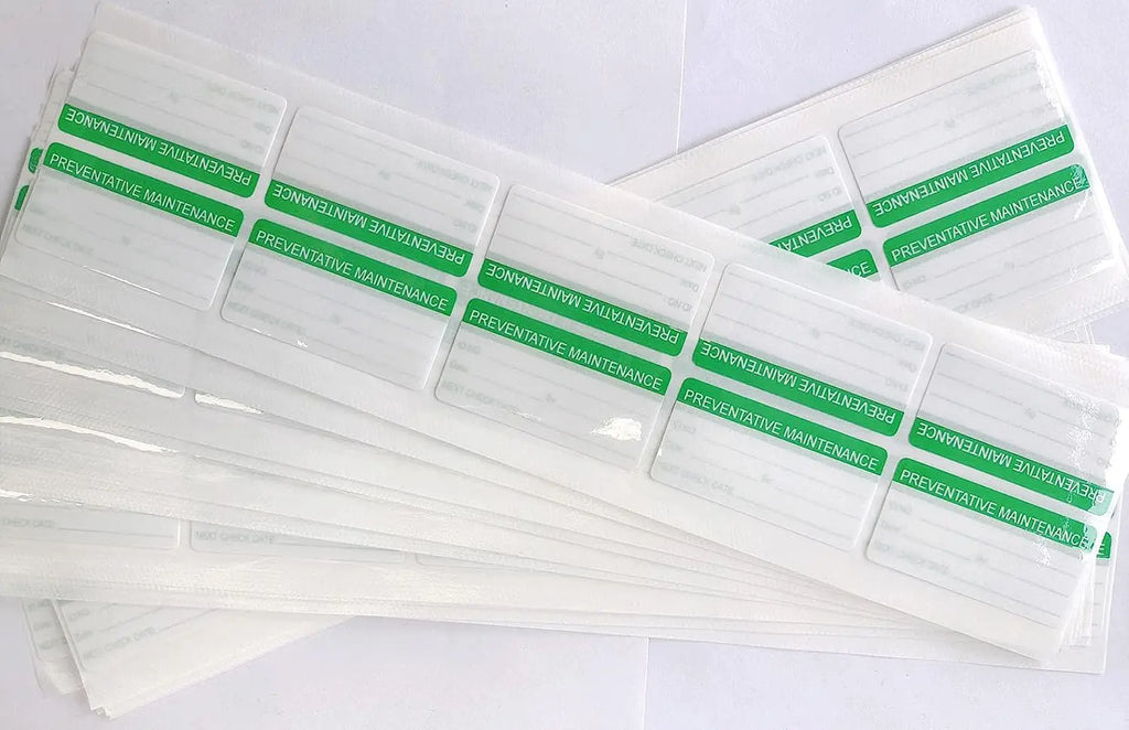 Preventive Maintenance Sticker 1x2 inch Check Safety Label, Press/Date/Next Label with Transparent Flap 180 Pcs