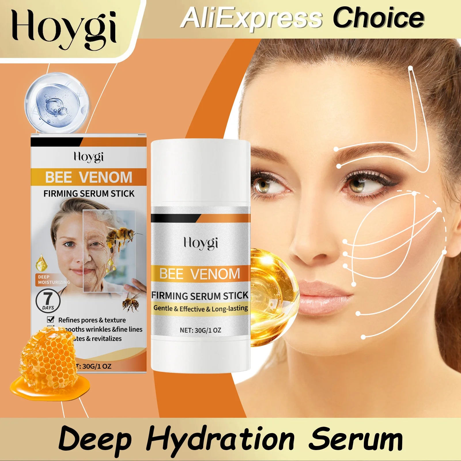 HOYGI Bee Venom Firming Cream Moisturizing Sagging Improvement Reduce Fine Lines Damaged Skin Repair Facial Skin Care Essence