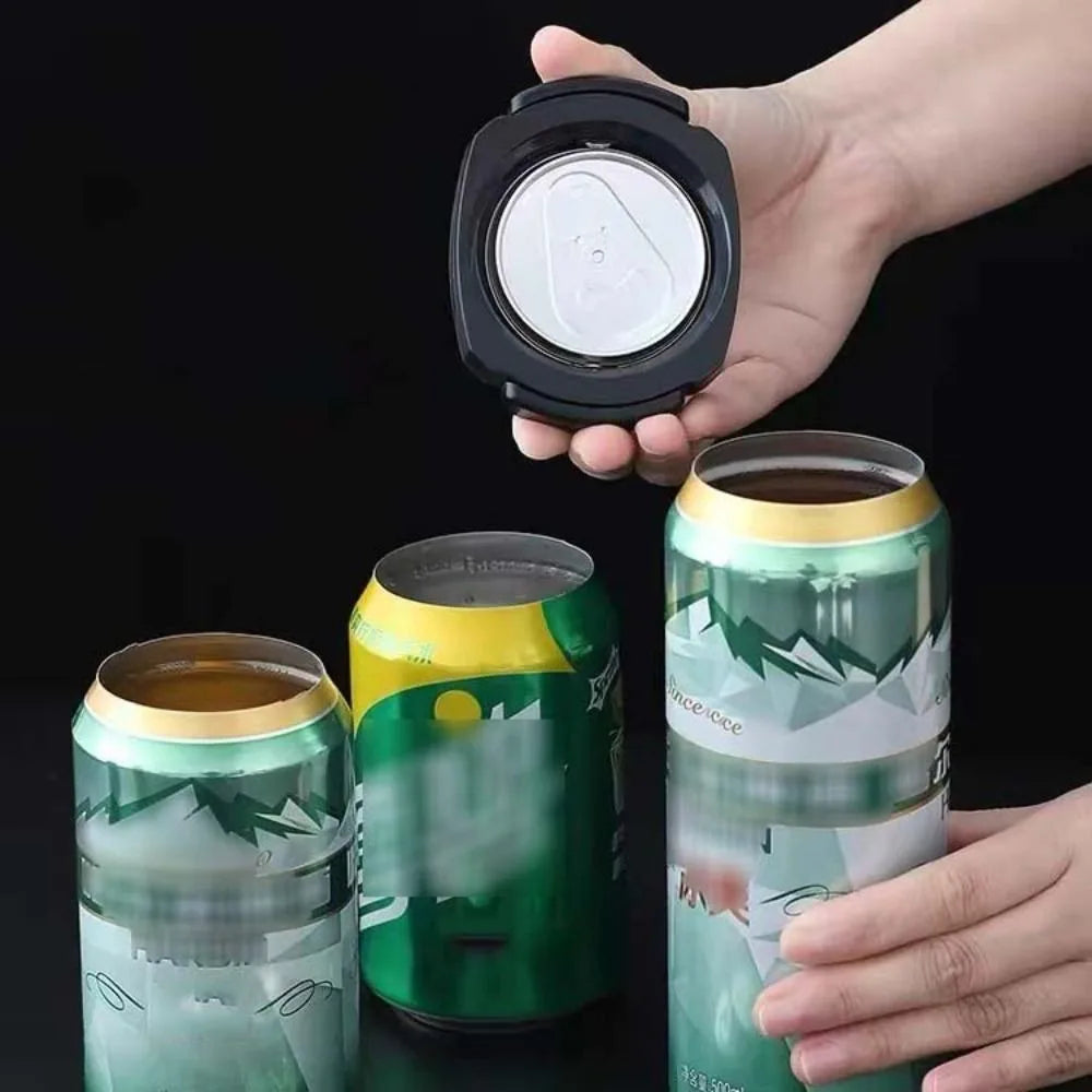 Beverage Top Cutter 2 in 1 Multifunctional Can Opener Non-slip Effortless Bottle Opener Quick Black Corkscrew Bar