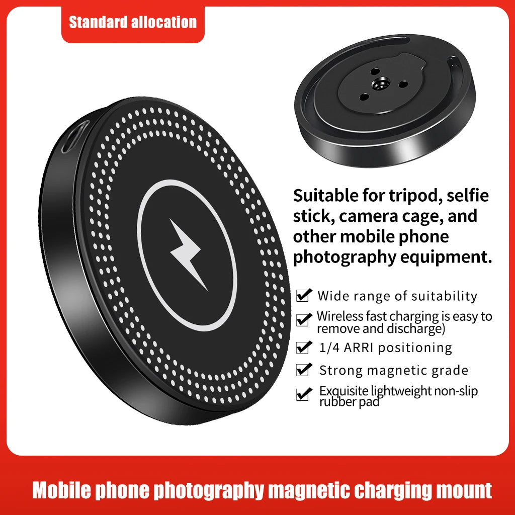 15W Magnetic Wireless Charger Phone Holder Stand for iPhone 17 16 Pro Max MagSafe 1/4 Quick Release Magnet Fast Charging Station