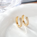 6/8/10/12mm Silver Color Double Row Zircon Hoop Earrings for Women