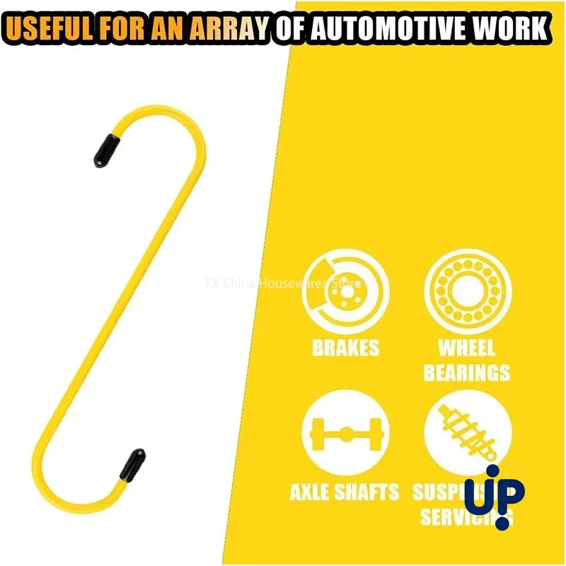 S-Shaped Brake Caliper Hanger Hooks with Rubber Tips - Universal Auto Tool for Brake Pad Replacement & Maintenance