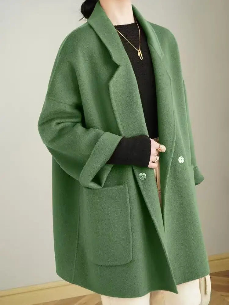 Fashion Wool Double-Sided Cashmere Coat Women'S Autumn And Winter Suit Collar High-End Loose Woolen Coat