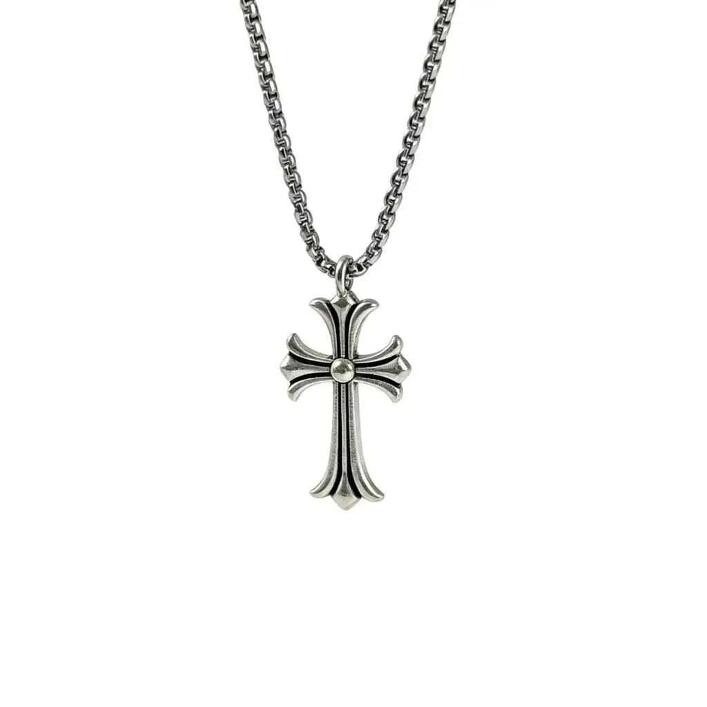 Vintage cross necklace, men's and women's personalized trend pendant titanium steel collarbone chain niche design jewelry