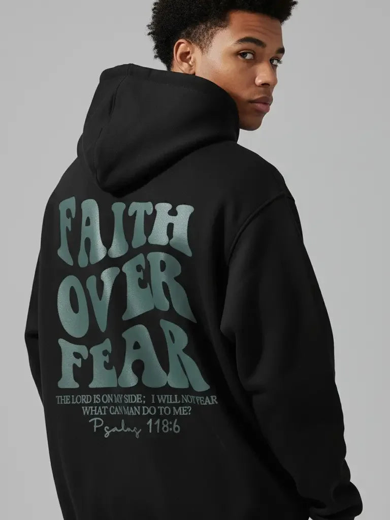 Men's Faith Over Fear Graphic Hoodie - Cotton Blend