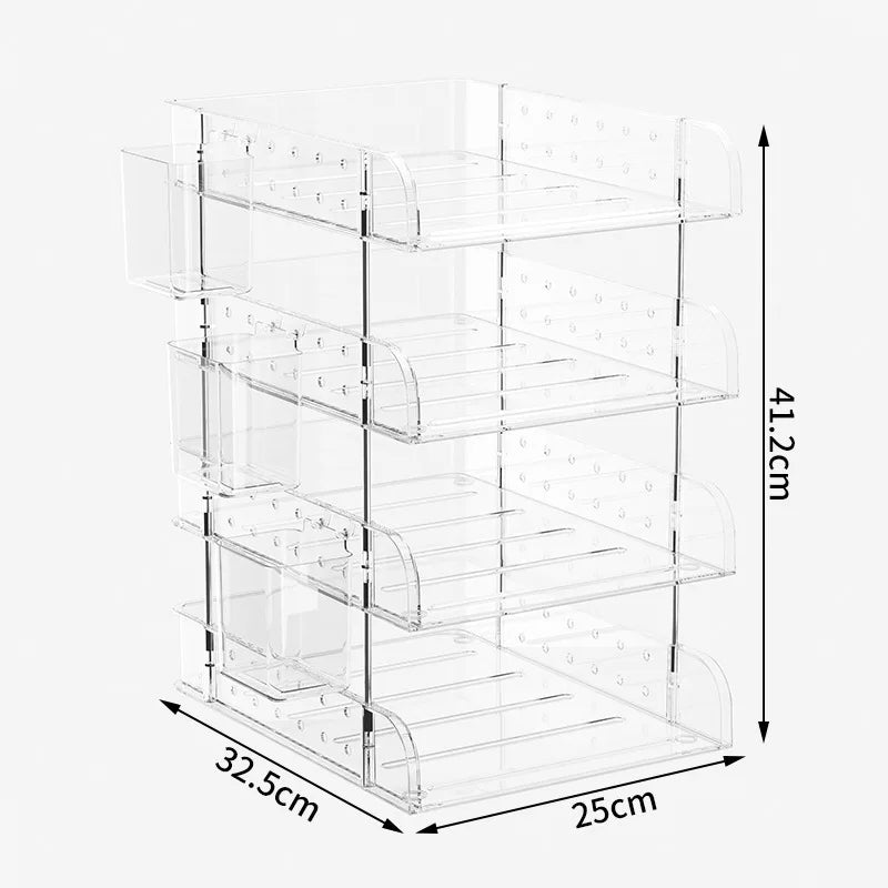 File Organizer Desktop File Storage Clear Transparent Multi-layer Stackable Rack Office Desk Organizer for Home or Office Use