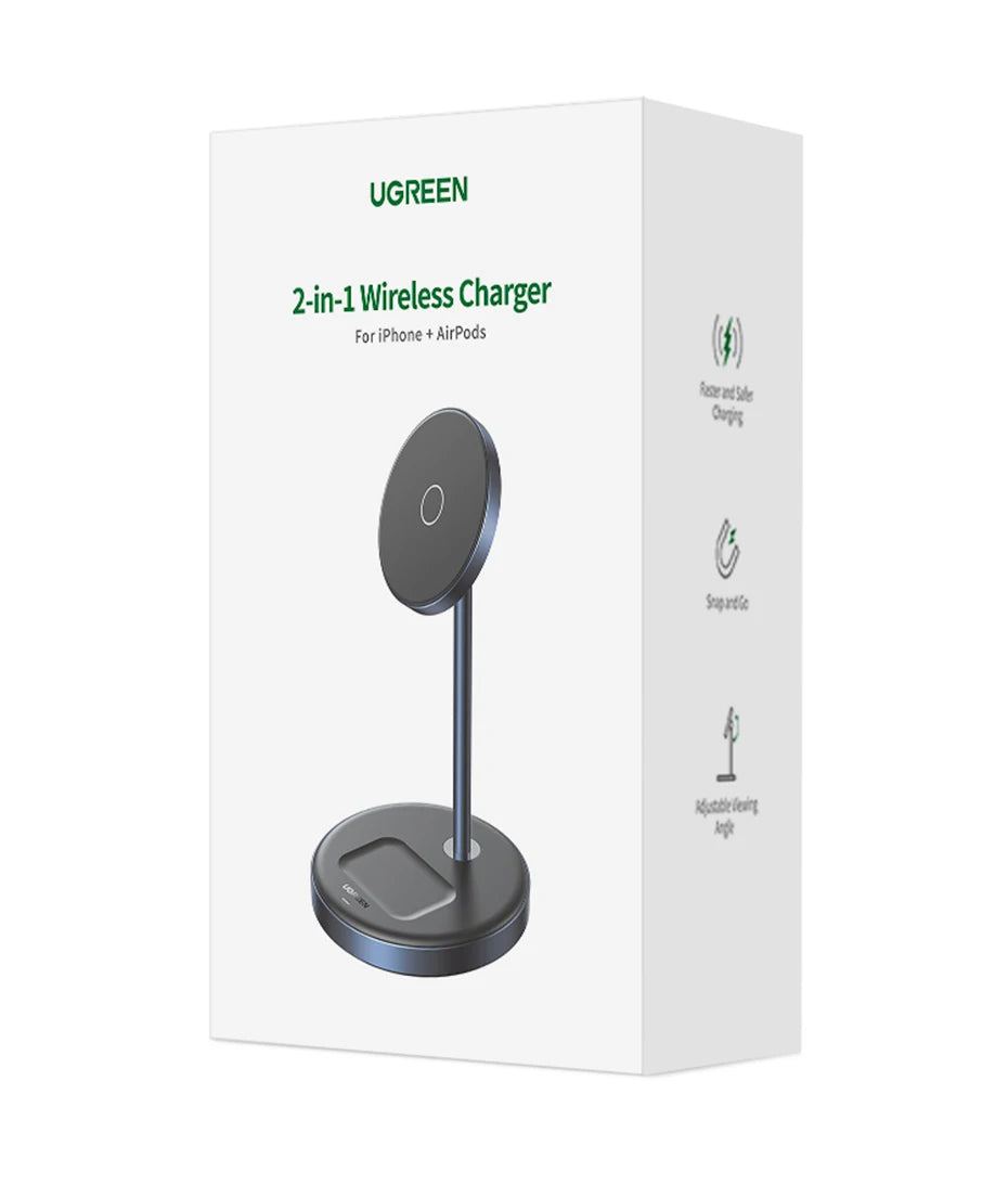 UGREEN Qi Magnetic Wireless Charger Stand Charging Holder For iPhone 16 15 Pro Max/AirPods Fast Charger MagSafe Charging