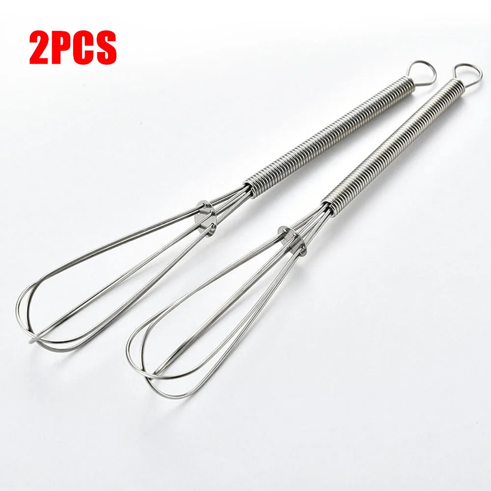2pcs Mini Stainless Steel Balloon Wire Whisk Manual Egg Beater Mixer Kitchen Baking Utensil Milk Cream Butter Whisk