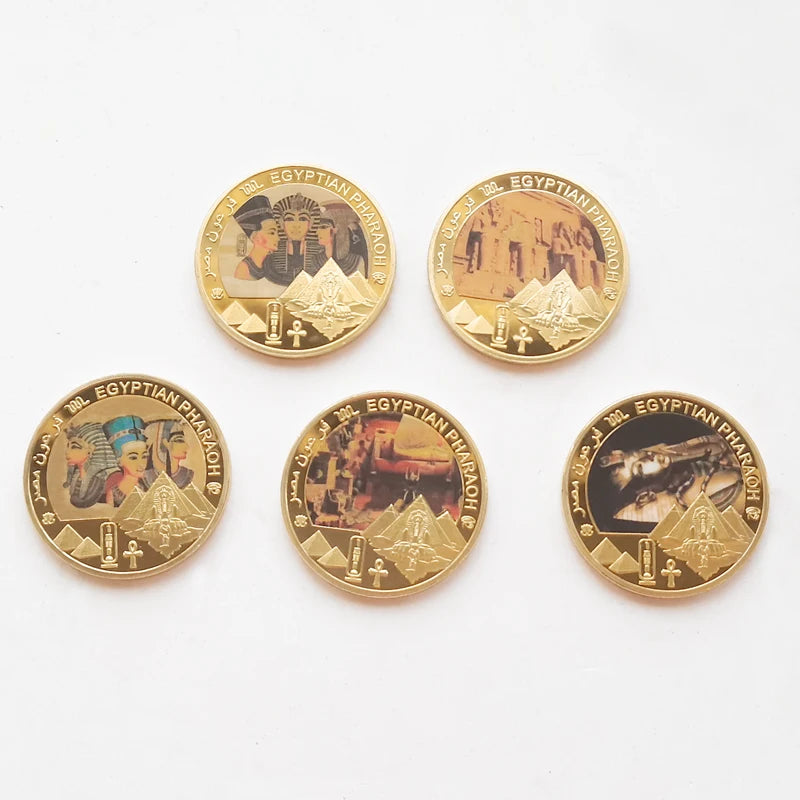 Egyptian Pharaoh Gold Plated Commemorative Coin Egypt Challenge Coin Art Craft Souvenir Business Gift for Collection Home Decor