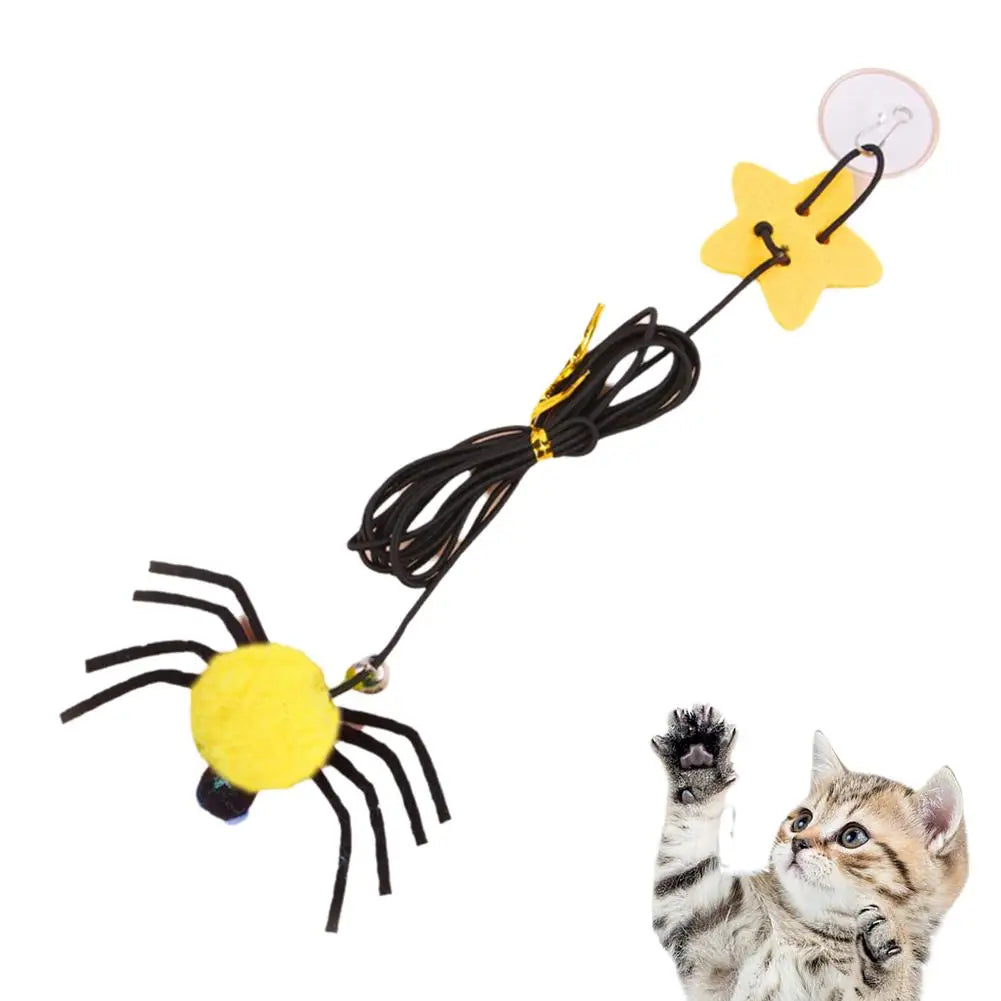 Cat Pet Toy Hanging Door To Relieve Depression Swinging Hanging Elastic Rope Feather Playing Stick Bell Spider for Pet Supplies