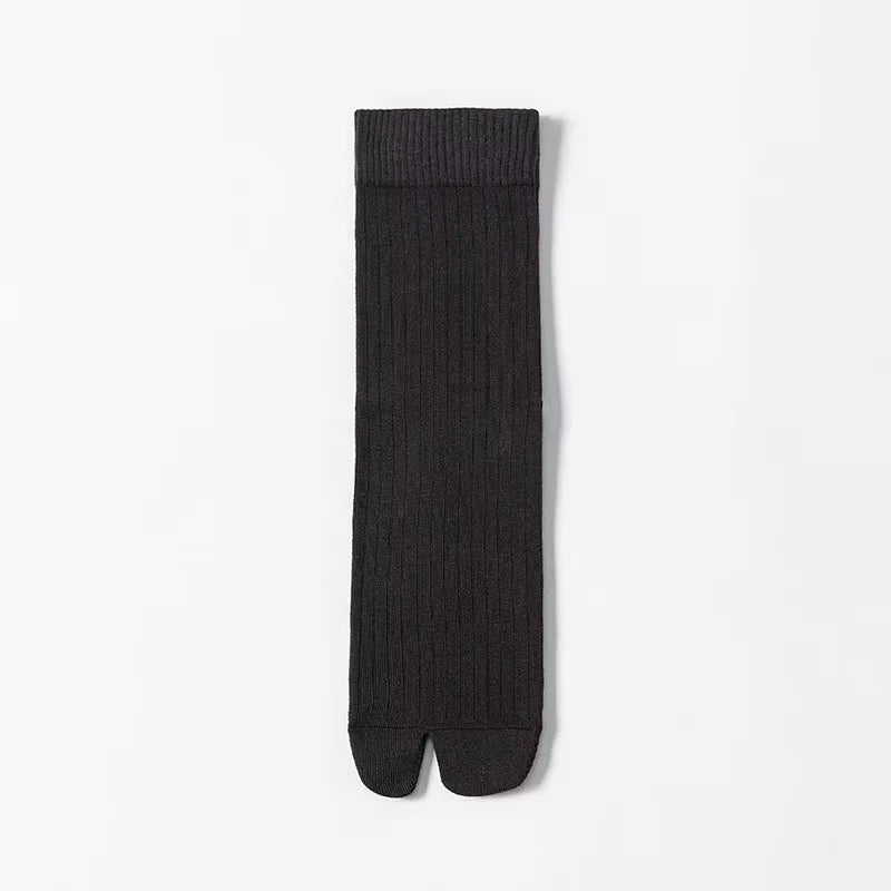 Men's 2 Toe Socks Flip Flop Sandal 2 Toe Middle Tube Socks Solid Color Striped Split Toe Socks Business Casual Cotton Socks