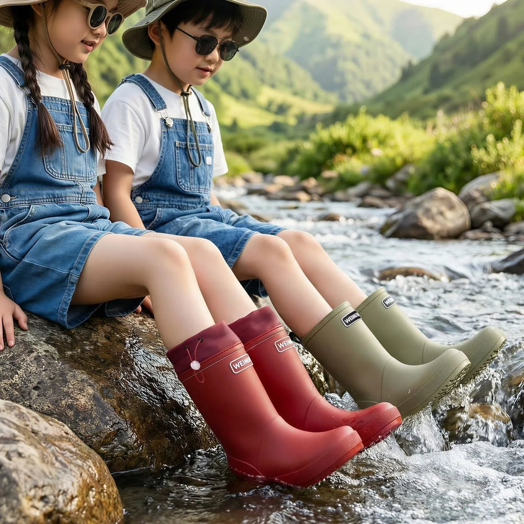 Fashionable Women's Mid-Calf Rain Boots Waterproof Slip-Resistant Outdoor Shoes