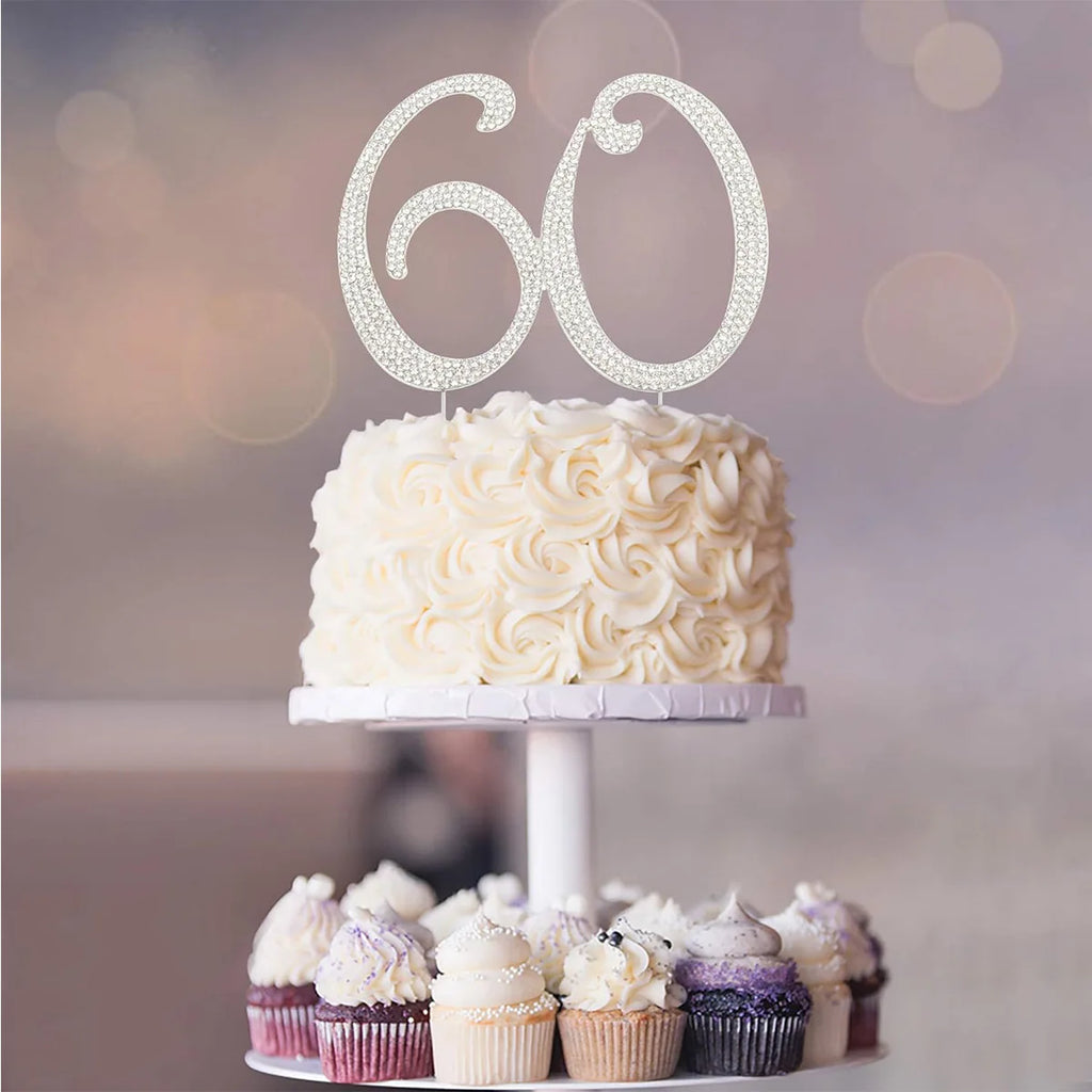 25 Cake Topper Sparkly Crystal Rhinestones Cake Topper Cake Decoration for 25th Birthday Party or or 25th Wedding Anniversary