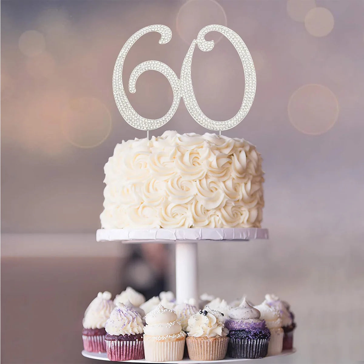 25 Cake Topper Sparkly Crystal Rhinestones Cake Topper Cake Decoration for 25th Birthday Party or or 25th Wedding Anniversary